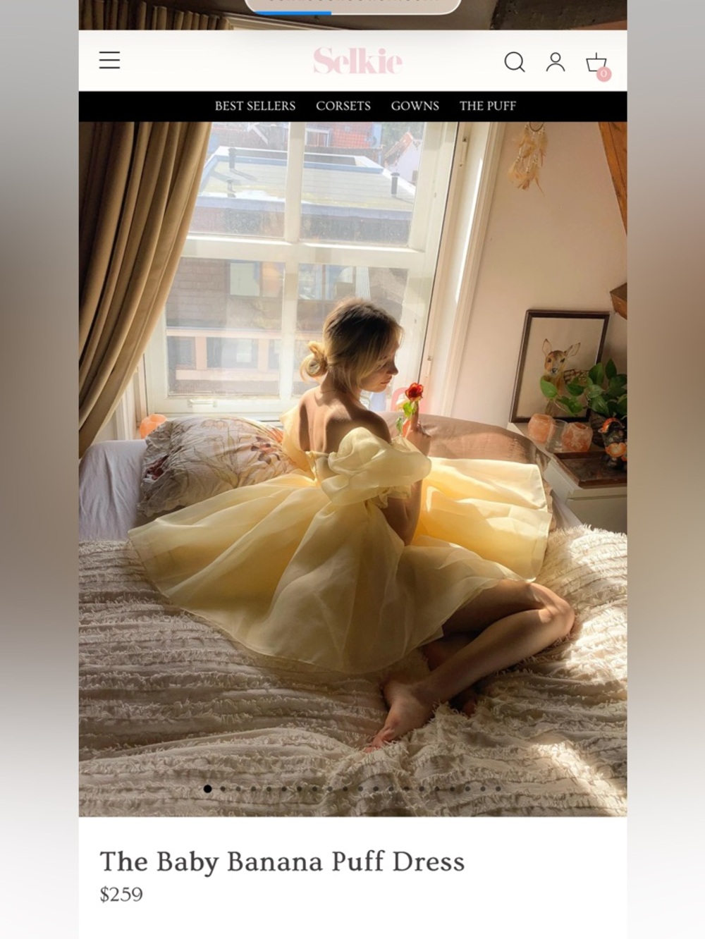 Selkie Puff Dress in banana (yellow)